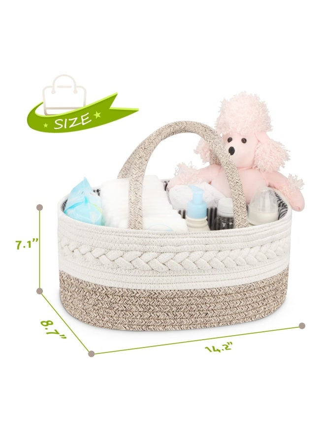 Maliton Diaper Caddy Organizer For Baby - 100  Cotton Rope Baby Basket Changing Table Diaper Storage Caddy   Portable Diaper Caddy For Baby Stuff  Best Baby Shower Gifts - Image 3