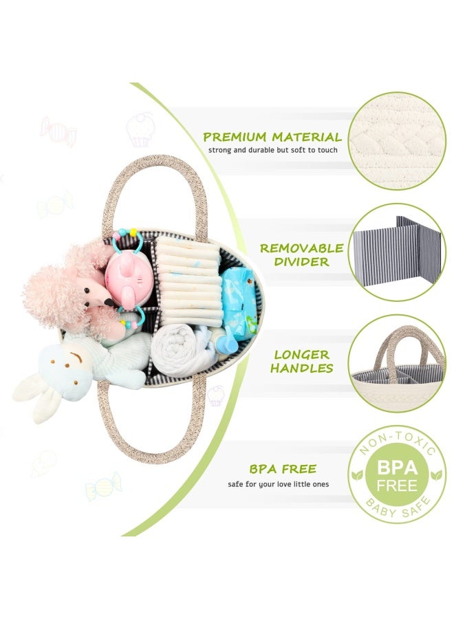 Maliton Diaper Caddy Organizer For Baby - 100  Cotton Rope Baby Basket Changing Table Diaper Storage Caddy   Portable Diaper Caddy For Baby Stuff  Best Baby Shower Gifts - Image 4
