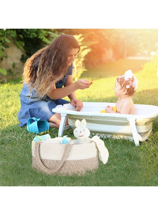 Maliton Diaper Caddy Organizer For Baby - 100  Cotton Rope Baby Basket Changing Table Diaper Storage Caddy   Portable Diaper Caddy For Baby Stuff  Best Baby Shower Gifts - Image 5