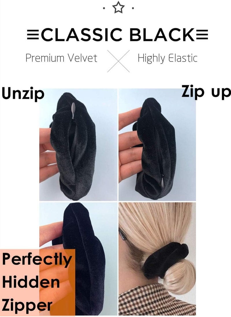 Goolsky 1Pc Velvet Scrunchie Hair Tie with Invisible Zipper Pocket, Solid Color, Simple Style Hair Accessory for Everyday Wear  - Image 3