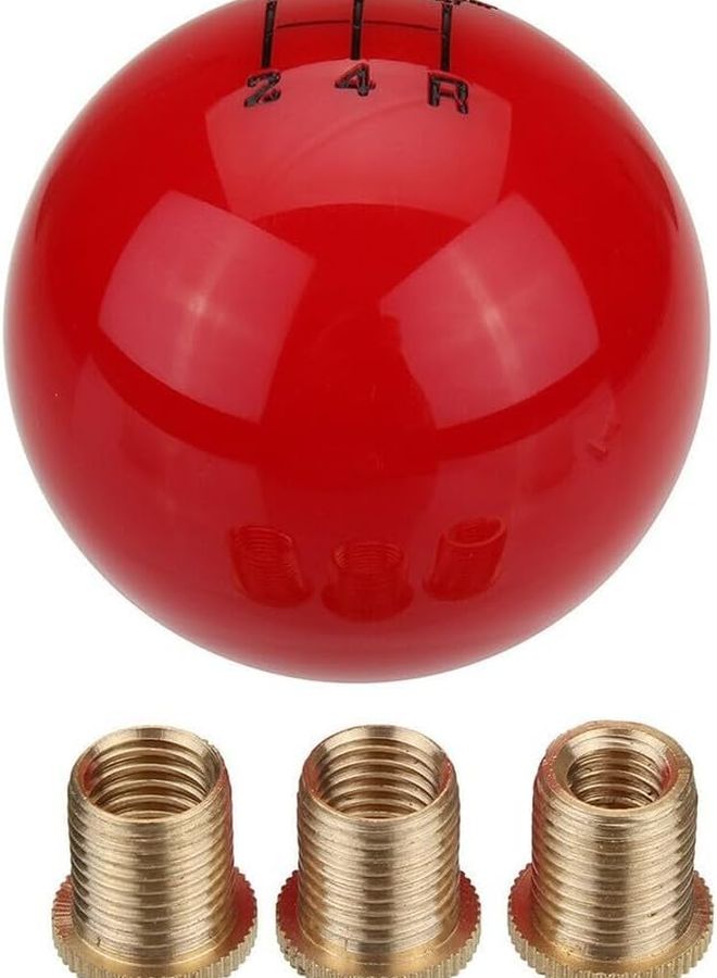 Red Resin Manual Shift Knob 5 Speed Round Ball Gear Shifter with 8mm 10mm 12mm Thread Adapters for MT Cars - Image 2