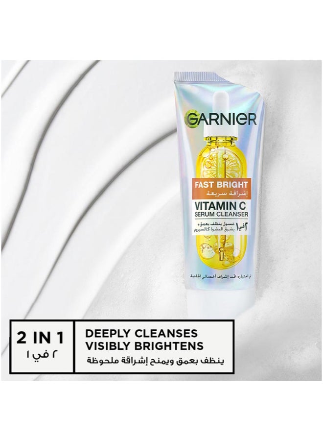 Garnier Skinactive Fast Bright Vitamin C Serum Cleanser Facewash, 100ml - Image 2
