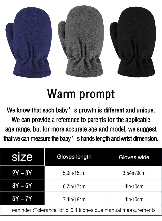 Satinior SATINIOR 3 Pairs Baby and Toddler Fleece Mittens Kids Winter Warm Mittens for Boy Girl  - Image 3