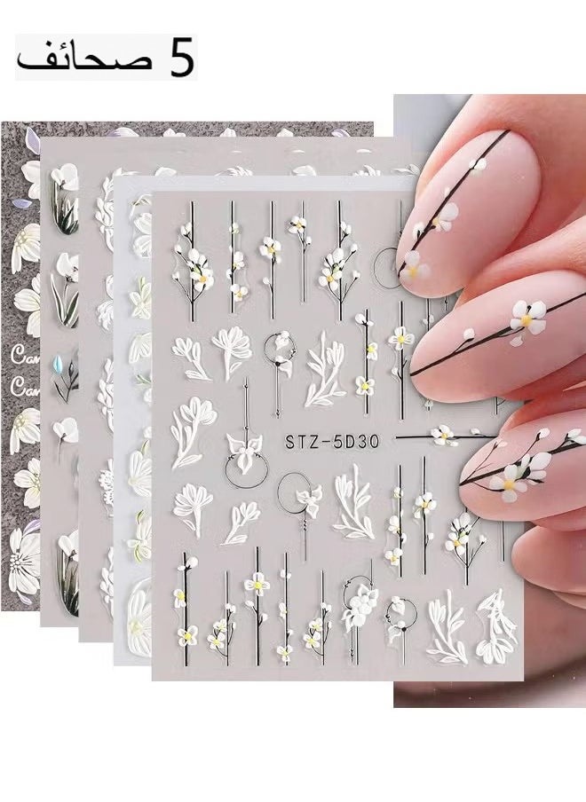 3D Embossed Flower Nail Art Stickers Decals Self-Adhesive 5D Floral Nail Supplies Nail Art Design Decoration Accessories For Women Girls 5 Sheets - pzsku/Z839F4769FC40134C01B3Z/45/_/1726195329/e3dc0d9f-48f6-41ed-87be-298968871596