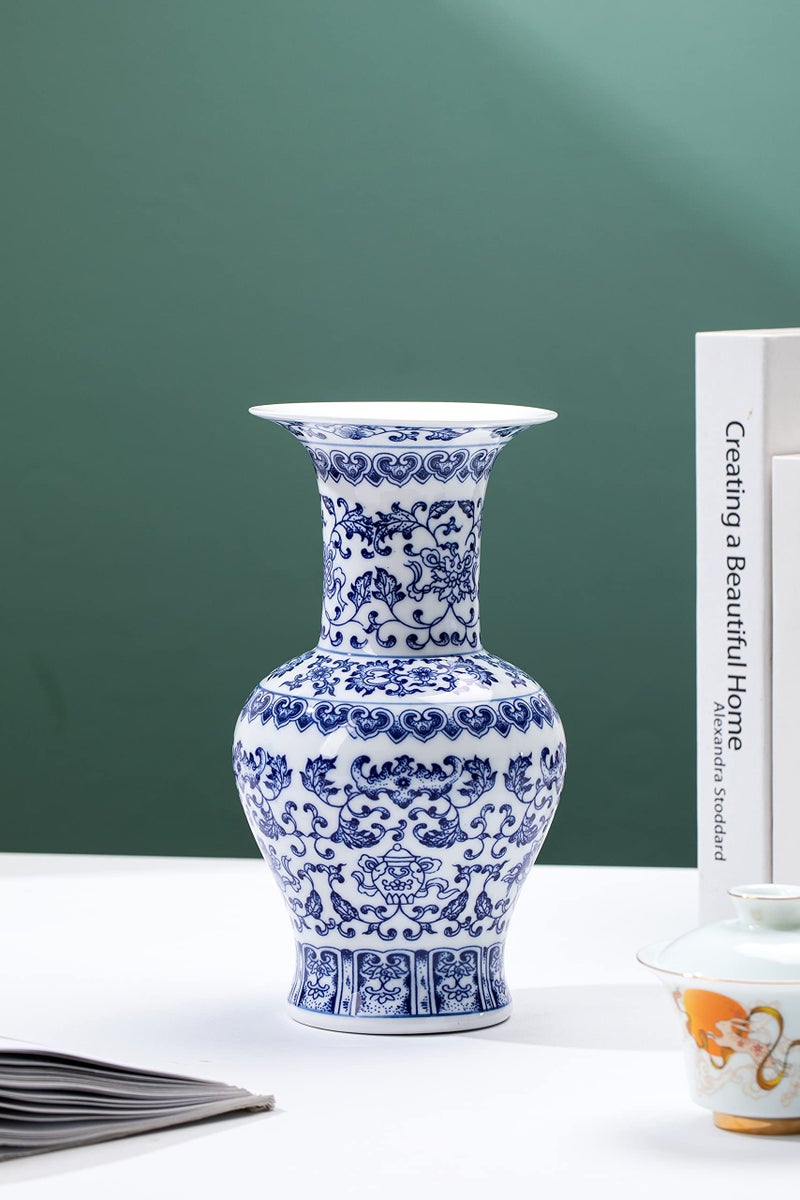 GaLouRo Blue and White Vase  Blue Vase  Chinoiserie Vase  Blue and White Ginger Jar Vase for Home Decor  Blue and White Porcelain Decor 10 ""H - Image 3