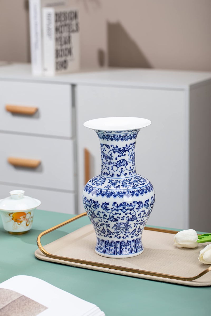GaLouRo Blue and White Vase  Blue Vase  Chinoiserie Vase  Blue and White Ginger Jar Vase for Home Decor  Blue and White Porcelain Decor 10 ""H - Image 5