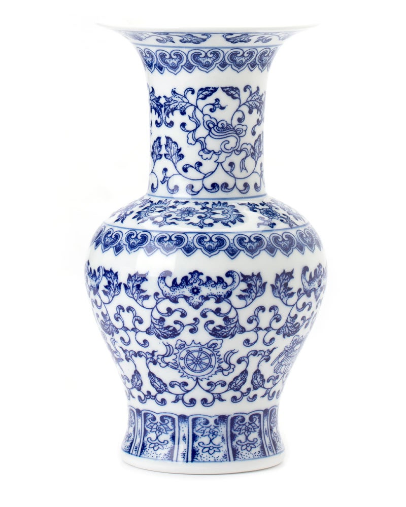GaLouRo Blue and White Vase  Blue Vase  Chinoiserie Vase  Blue and White Ginger Jar Vase for Home Decor  Blue and White Porcelain Decor 10 ""H - Image 1
