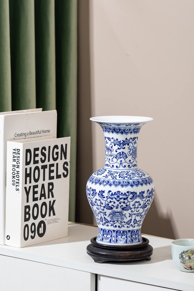 GaLouRo Blue and White Vase  Blue Vase  Chinoiserie Vase  Blue and White Ginger Jar Vase for Home Decor  Blue and White Porcelain Decor 10 ""H - Image 4