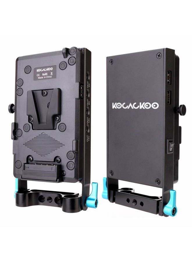 KOCACKOO V-Mount Lock Battery Plate Power Supply Splitter Adapter with 15mm Rod Clamp + LP-E6 Dummy Battery for BMPCC 4K/6K、DSLR RED Cameras、Camcorders、Canon 5D2/5D3/5D4/6D/6D2/7D/7D2/70D/80D/5DSR - Image 5