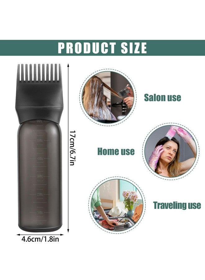 Pimoys Pimoys Root Comb Applicator Bottle 6 Ounce, Oil Applicator for Hair Dye, Hair Oiling Bottle Brush with Graduated Scale, Black - Image 2