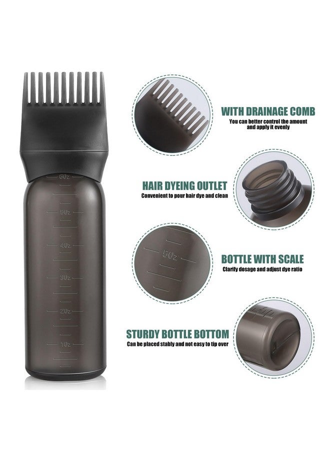 Pimoys Pimoys Root Comb Applicator Bottle 6 Ounce, Oil Applicator for Hair Dye, Hair Oiling Bottle Brush with Graduated Scale, Black - Image 4