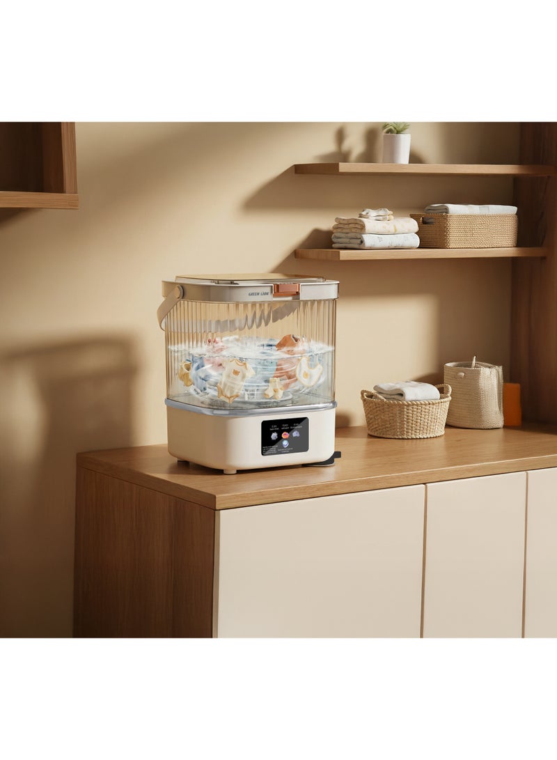 جرين ليون غسالة ميني واش المحمولة بسعة 12 لترًا، مزودة بـ 3 برامج غسيل ذكية، تحكم بلمسة واحدة، تشغيل هادئ، تصميم محمول، مثالية للمنزل، والنزل، والمدرسة، والسكن الجامعي - أبيض - Image 4