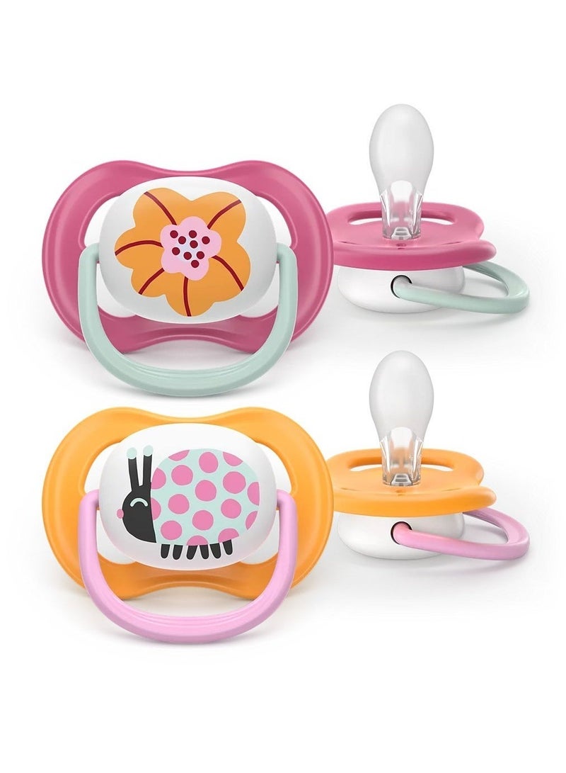 Philips Avent Ultra Air Soothers - Orthodontic Design, for Babies 6-18 Months, Soft Silicone Symmetrical Teat, BPA-Free, with Sterilizing Case, 2 Pack - Image 1