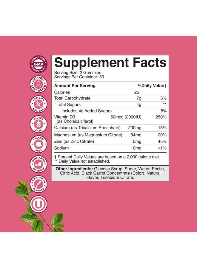 Natures Craft جواهر الكالسيوم والمغنيسيوم والزنك - مكملات الجواهر المغنيسيوم والزنك والكالسيوم مع فيتامين د3 لصحة الأسنان والعظام - معتمد كوشير خالي من الكائنات المعدلة وراثيًا وخالي من الجيلاتين وصديق للنباتيين (إمداد لمدة شهر)  - Image 3