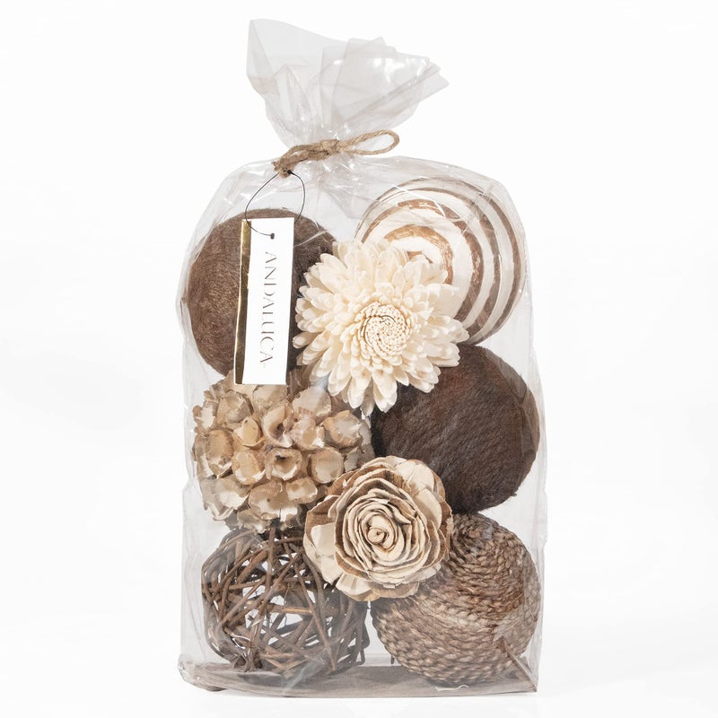 ANDALUCA Decorative Balls Bowl Filler Beige Orbs Floral Home Decor Cocoa Floral