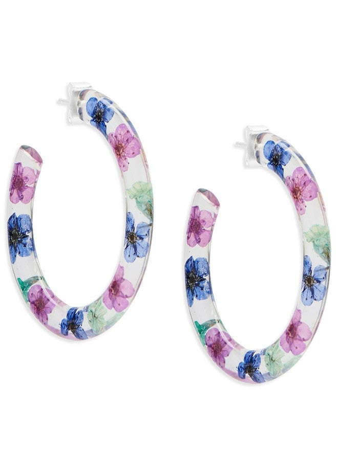 Lucky Brand Dried Flower Hoop Earrings - Image 1