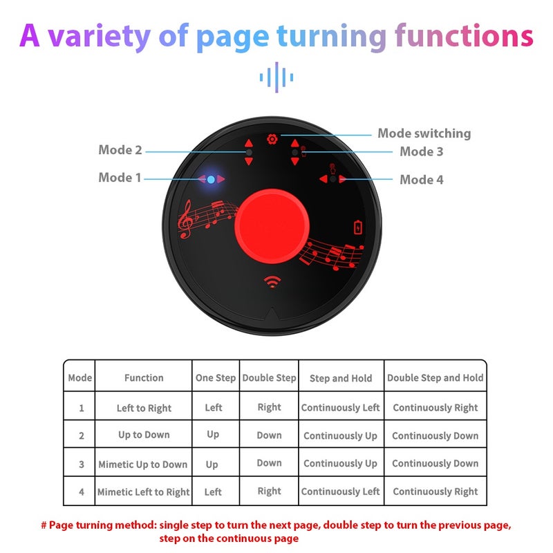 Wireless Page Turner Pedal Portable Mini Music Page Turner for Tablets Smartphones Multimedia Remote Control Devices Silent Foot Pedal Control Rechargeable BT Foot Page Turner - Image 5
