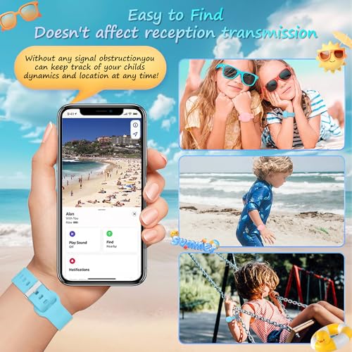 FGERWZ (2Pack) Silicone Bracelet for Tile Mate (2022/2024), Waterproof Protective Case for Tile Life360 Mate Tracker Hidden Tile Mate Holder for Child/Teen/Elderly (Pink + Sky Blue) - Image 4