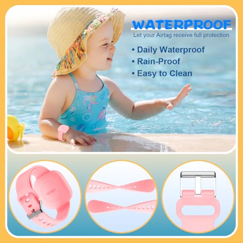 FGERWZ (2Pack) Silicone Bracelet for Tile Mate (2022/2024), Waterproof Protective Case for Tile Life360 Mate Tracker Hidden Tile Mate Holder for Child/Teen/Elderly (Pink + Sky Blue) - Image 3