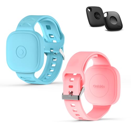 FGERWZ (2Pack) Silicone Bracelet for Tile Mate (2022/2024), Waterproof Protective Case for Tile Life360 Mate Tracker Hidden Tile Mate Holder for Child/Teen/Elderly (Pink + Sky Blue) - Image 1