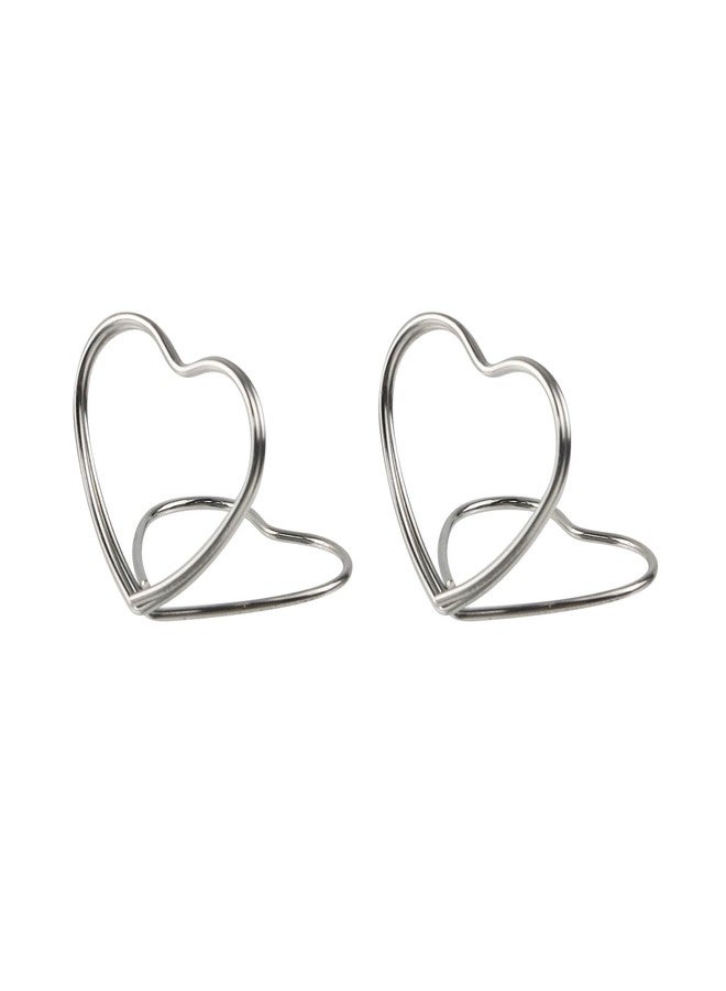 Xiaoyztan Place Card Holder,Heart Shape Table Number Holders for Wedding Party Birthday Office Picture Memo Holder Christmas Card Clips,Silver,Pack of 20 - Image 2