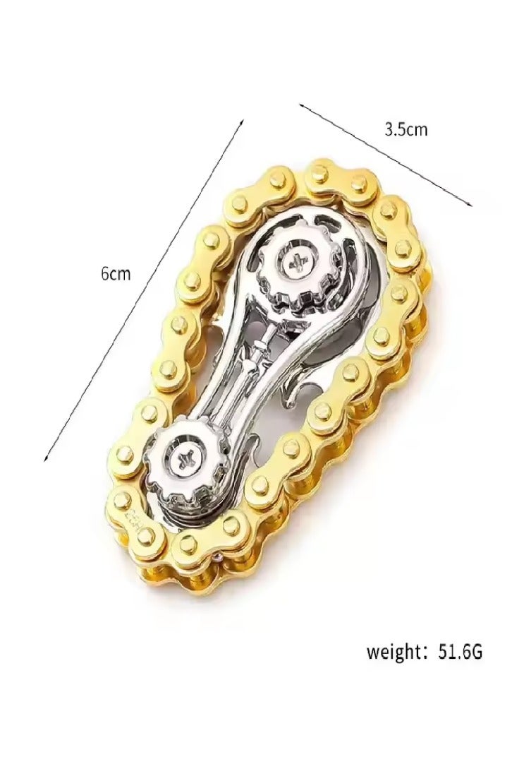 Spinner Bike Chain Gear Shape Fidget Spinner for Stress Relief, Metal Sprocket Chain Fidget Toy for Kids Adults, Kinetic Desk Toy Novelty Hand Finger Spinner for Anti-Anxiety, Cool Toy Gift for Kids Adults (Gold) - Image 2