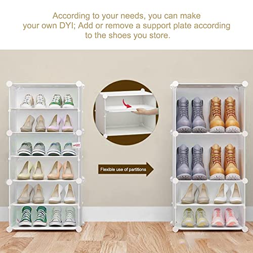 Oumffy Shoe Rack Plastic 𝟕 𝐒𝐡𝐞𝐥𝐟 & 𝟒 𝐃𝐨𝐨𝐫 | DIY Multi-Purpose Shoe Rack for Home | 𝐖𝐡𝐢𝐭𝐞 Home Storage Rack with Door for Entryway, Chappal Slipper Sandals Shoe Stand - Image 3