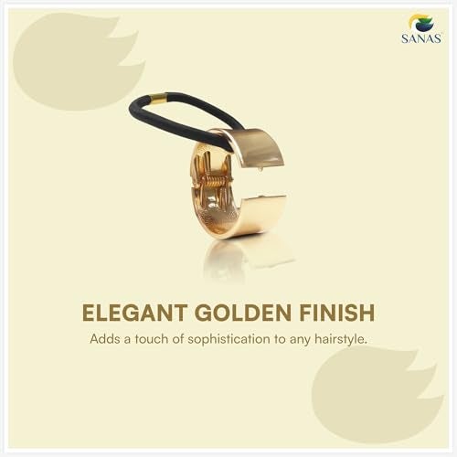 Sanas Hair Bands For Women (1Pc) Rubber Band For Hairbands For Women Stylish Long Hair Metal Rubber Band For Hair Ties Metallic Golden Rubber Bands For Hair (1Pc) (Golden) - Image 5