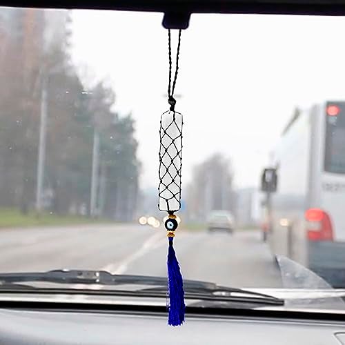 Shubhanjali Selenite Evil Eye Hanging for Home Entrance & Car Dashboard Decoration | Natural Healing Crystal for Cleansing & Mental Clarity | Vastu Decorative Items for Home Decor Showpiece & Housewarming Gift - Image 1