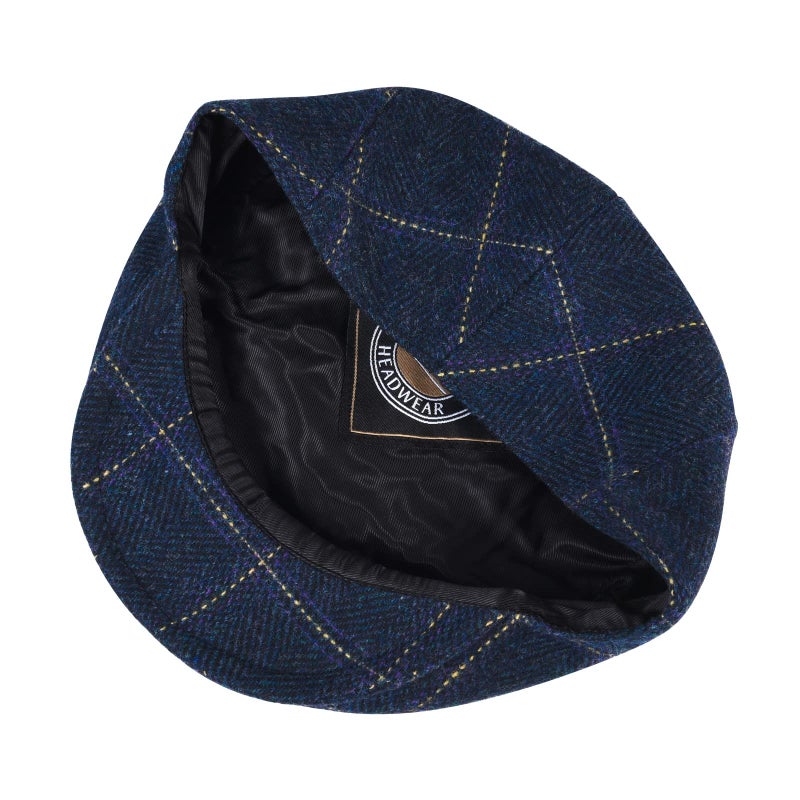 VOBOOM Men's Herringbone Flat Ivy Newsboy Hat Wool Blend Gatsby Cabbie Cap (Plaid Blue, 7 5/8) - Image 5