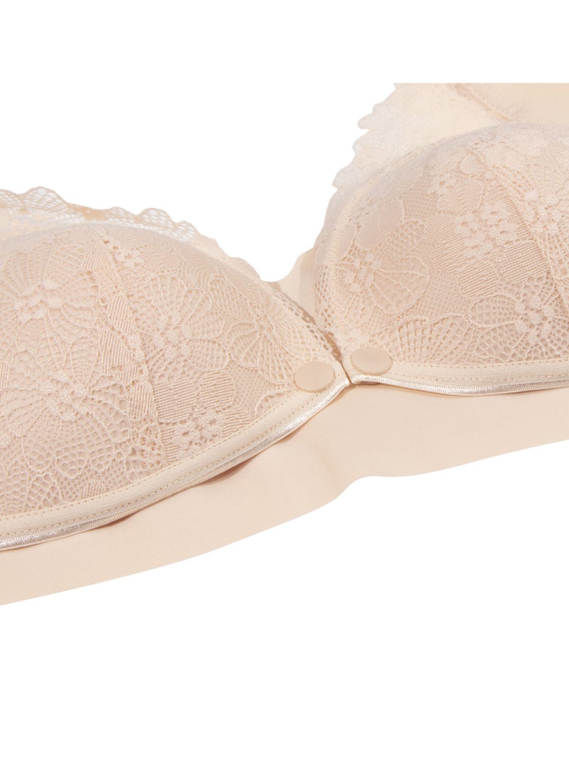 Okus - Pretty Lace Maternity And Nursing Bra - Beige - X Large - Image 1
