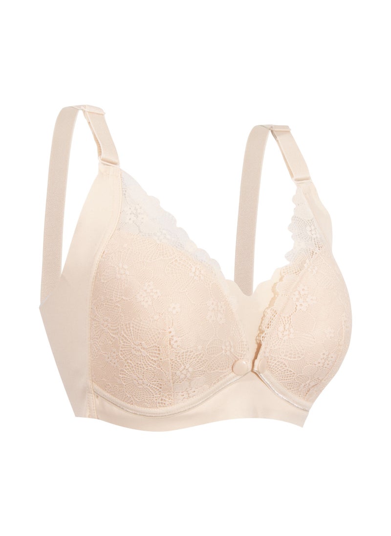 Okus - Pretty Lace Maternity And Nursing Bra - Beige - X Large - Image 1