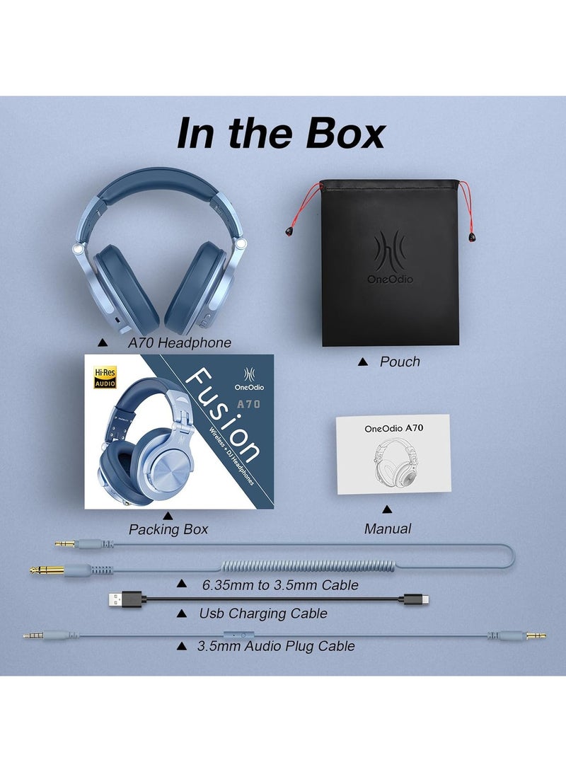 OneOdio Bluetooth Headphones Over Ear, 72 Hours HiFi Stereo Headphones Wireless, Wireless Headphones with 6.35 mm and 3.5 mm Jack for Studio DJ Mobile Phone PC AMP - Image 2