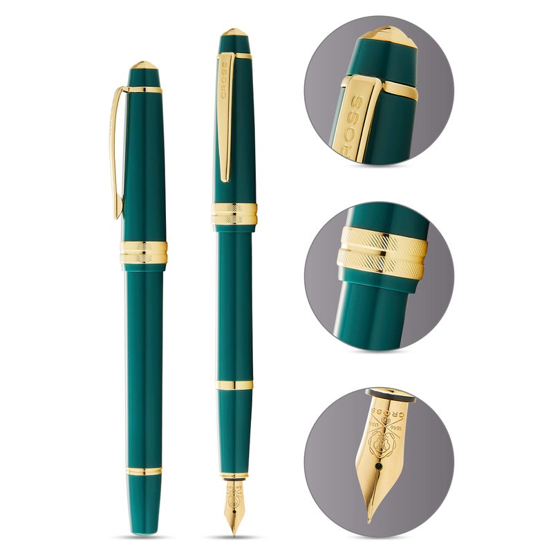 Cross Bailey Light Polished Green Resin and Gold Tone Fine Nib Fountain Pen - Image 2
