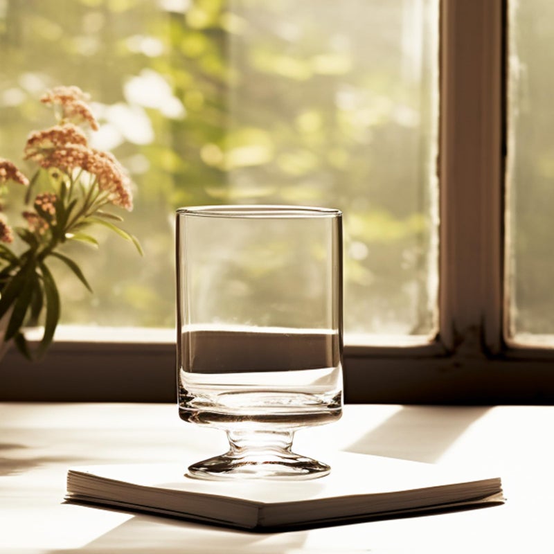 CYS EXCEL Glass Hurricane Pillar Candle Holder (H:6" W:3.75") | Multiple Size Choices Short Stem Candle Centerpieces | Stemmed Glass Cylinder Candle Vase - Image 4