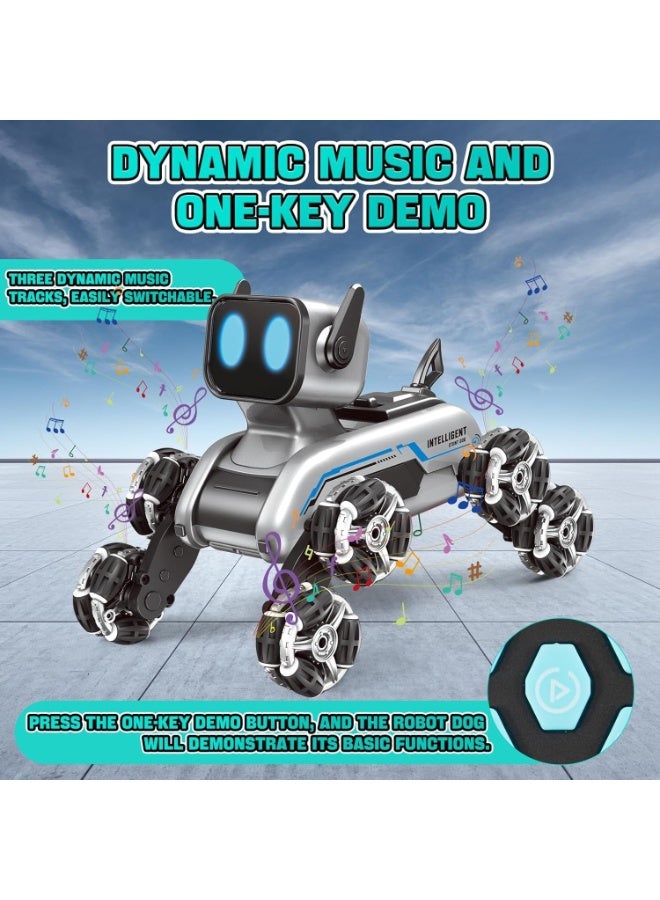 لويال كلب روبوت تحكم عن بعد للأطفال، سيارة تعمل بتقنية 2.4 جيجاهرتز مزودة بثمانية عجلات، واستشعار إيماءات، وحركات بهلوانية، مع موسيقى وأضواء، هدية مناسبة لأعياد ميلاد الأطفال من الأولاد بعمر 6-12 سنة، للترفيه - Image 3