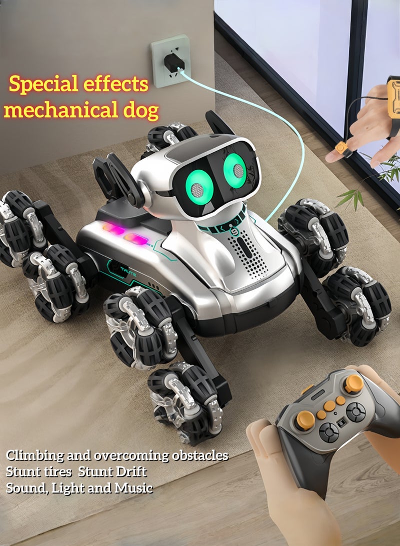 لويال كلب روبوت تحكم عن بعد للأطفال، سيارة تعمل بتقنية 2.4 جيجاهرتز مزودة بثمانية عجلات، واستشعار إيماءات، وحركات بهلوانية، مع موسيقى وأضواء، هدية مناسبة لأعياد ميلاد الأطفال من الأولاد بعمر 6-12 سنة، للترفيه - Image 2