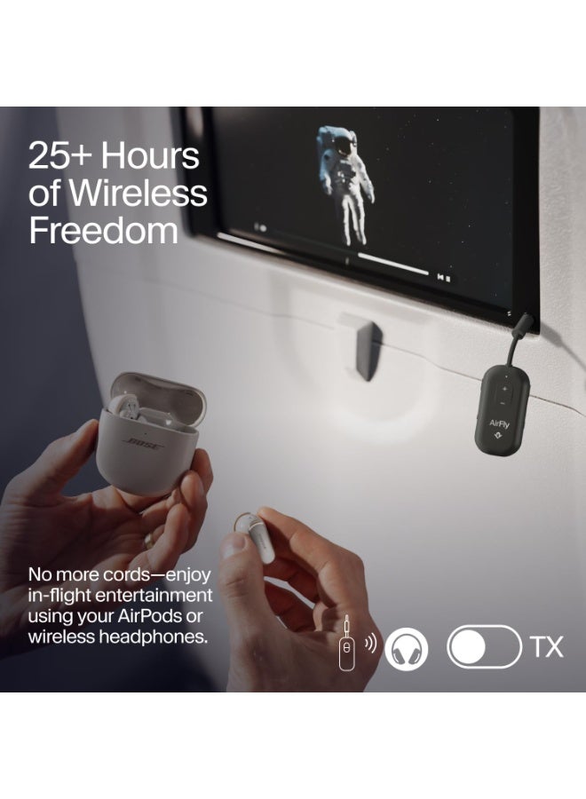 twelve south Airfly PRO 2 Bluetooth Transmitter & Receiver | 2x Device Connection, Volume Control, 25+Hrs Playtime, for In-Flight Console,TVs, Works w/ Apple Airpods & All Bluetooth Headphones - Black - Image 4