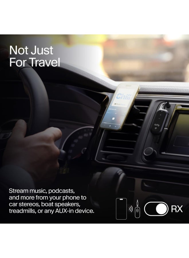 twelve south Airfly PRO 2 Bluetooth Transmitter & Receiver | 2x Device Connection, Volume Control, 25+Hrs Playtime, for In-Flight Console,TVs, Works w/ Apple Airpods & All Bluetooth Headphones - Black - Image 5