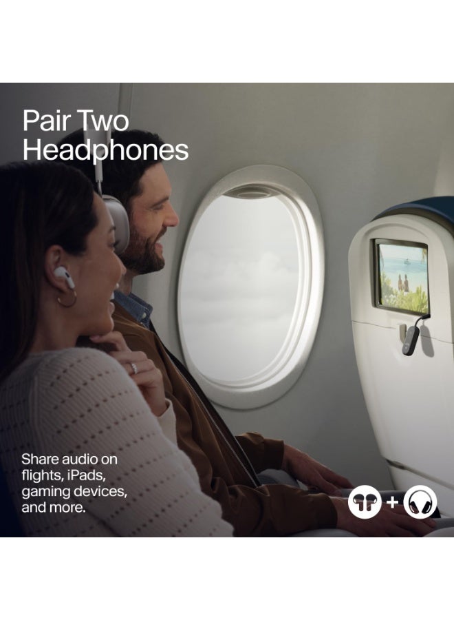 twelve south Airfly PRO 2 Bluetooth Transmitter & Receiver | 2x Device Connection, Volume Control, 25+Hrs Playtime, for In-Flight Console,TVs, Works w/ Apple Airpods & All Bluetooth Headphones - Black - Image 3