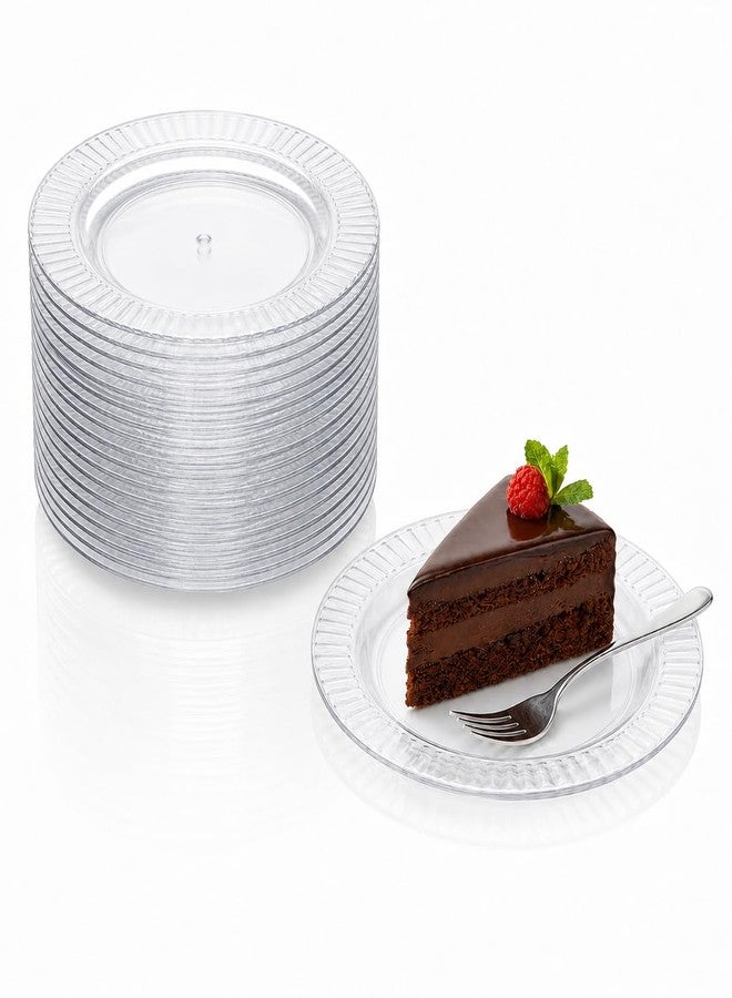 Oojami 120 Pack 7 Inch Clear Plastic Dessert Plates Disposable - Heavy Duty BPA-Free Cake Appetizer Salad for Party, Wedding, Birthday, Catering - Bulk Clear Disposable Dinnerware - Image 1