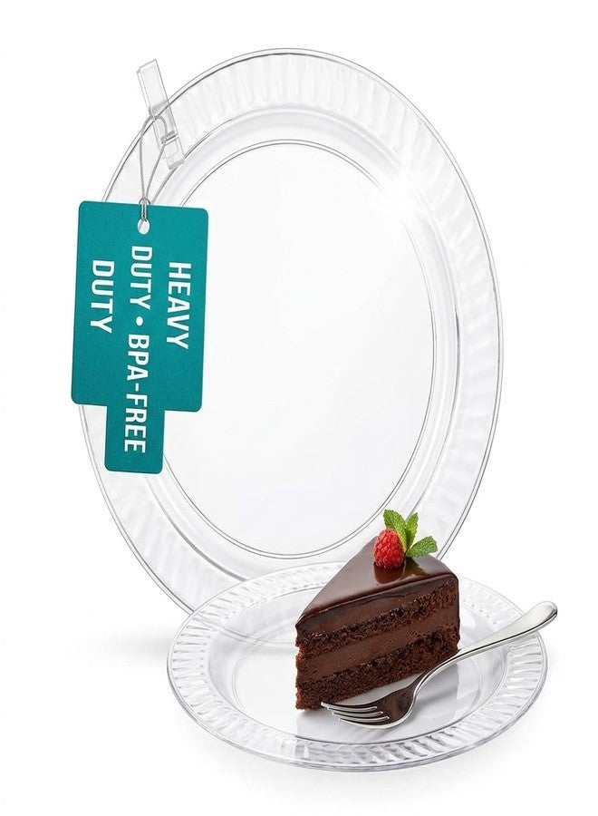Oojami 120 Pack 7 Inch Clear Plastic Dessert Plates Disposable - Heavy Duty BPA-Free Cake Appetizer Salad for Party, Wedding, Birthday, Catering - Bulk Clear Disposable Dinnerware - Image 4