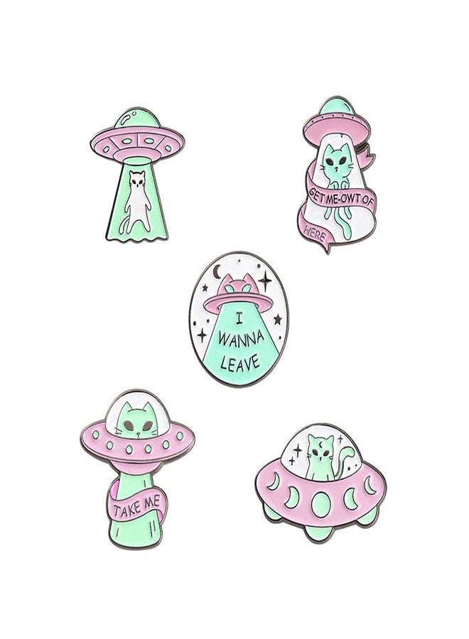 MIFYNN Enamel Cartoon Brooch Pins Set Creative UFO Spaceship Alien Brooch Cute Mushroom Cat Frog Hedgehog Animal Brooch Lapel Backpack Badge Hat Clothes Bag Decoration Accessories Gifts for Women Girls, - Image 1