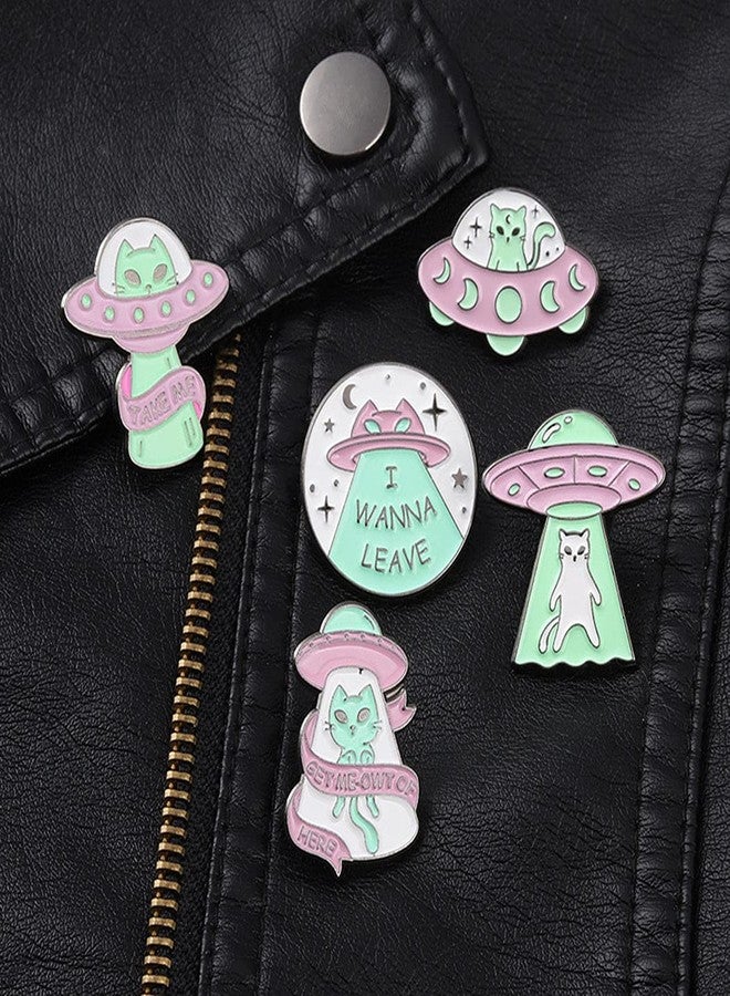 MIFYNN Enamel Cartoon Brooch Pins Set Creative UFO Spaceship Alien Brooch Cute Mushroom Cat Frog Hedgehog Animal Brooch Lapel Backpack Badge Hat Clothes Bag Decoration Accessories Gifts for Women Girls, - Image 3