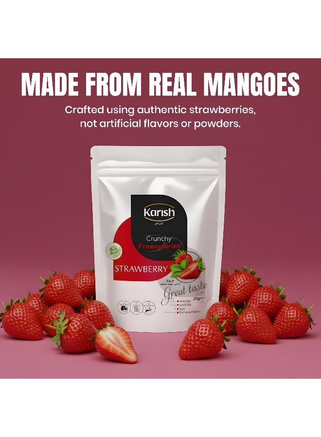 Karish Crunchy Bites Freeze Dried Strawberry 20g – Real Fruit Snack with No Added Sugar – Healthy Frozen Fruit Treat for Kids & Adults - Image 2