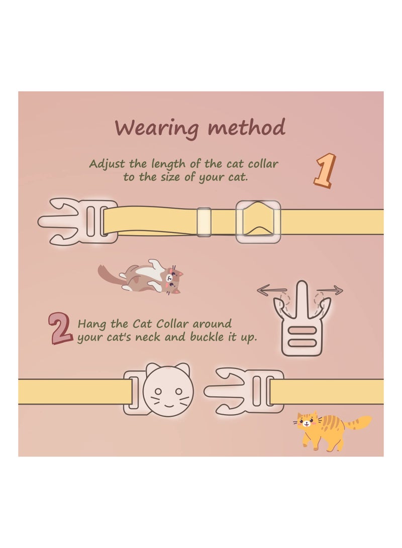 Excefore 2 Pack Cotton Breakaway Cat Collars with Bell, Yellow & Purple Egg Cat Paw Pendant, Cute and Safe Collar for Girl and Boy Cats - Image 4