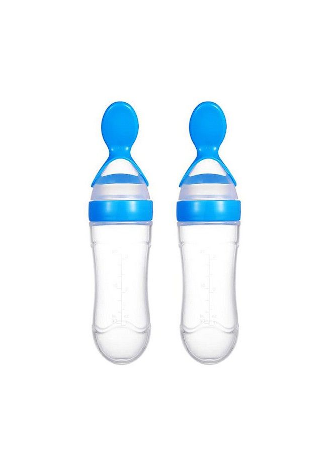 Safe-O-Kid 2 Easy Squeezy Silicone Food Feeder Feeder Spoon (Soft Tip) Bottleblue 90Ml Pack Of 2 - Image 1