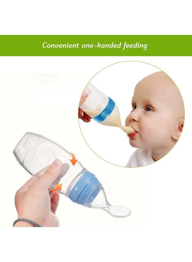 Safe-O-Kid 2 Easy Squeezy Silicone Food Feeder Feeder Spoon (Soft Tip) Bottleblue 90Ml Pack Of 2 - Image 3