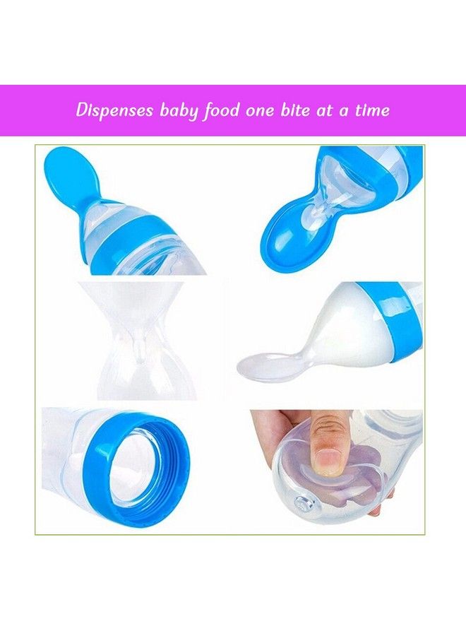 Safe-O-Kid 2 Easy Squeezy Silicone Food Feeder Feeder Spoon (Soft Tip) Bottleblue 90Ml Pack Of 2 - Image 5