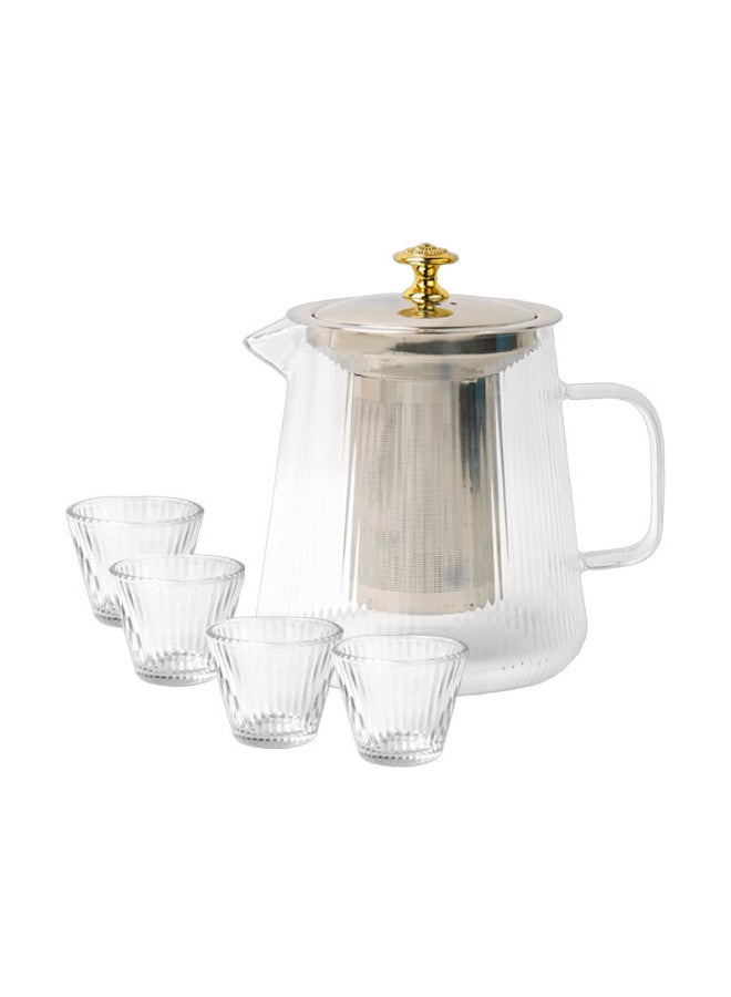 Pinyu Tea Set Large Capacity Teapot With 4 Cups High Borosilicate Glass Tea Set Complete Home Premium Tea Brewing Pot And Cups - Image 4
